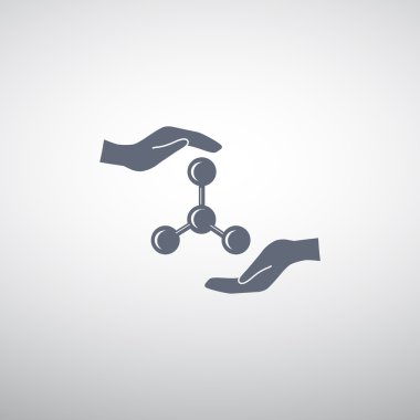 Web simgesi moleküler bileşik ve eller