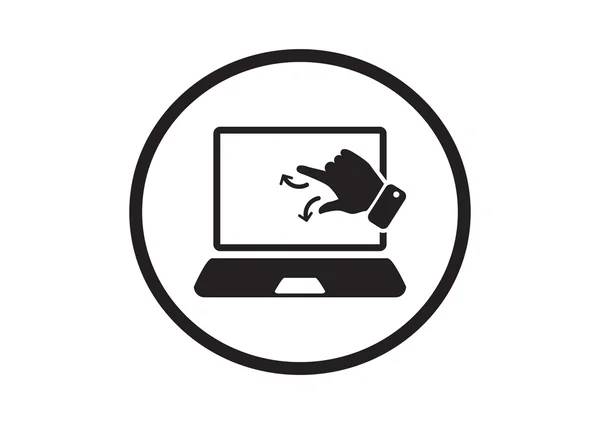 Scherm van de aanraking op laptop web pictogram — Stockvector