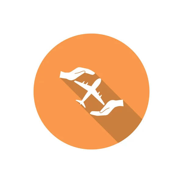 Avião em mãos ícone web — Vetor de Stock