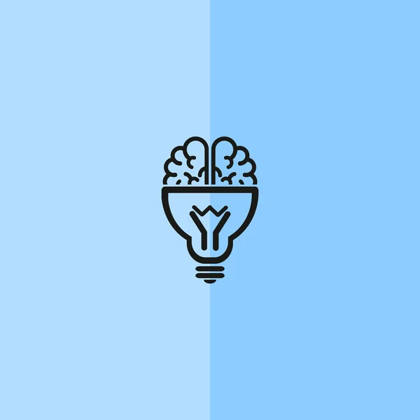 Cerebro con icono de bombilla — Vector de stock