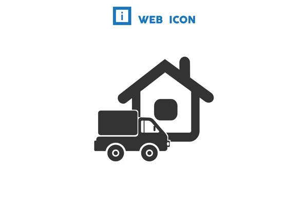 LKW in der Nähe von Haus Web-Symbol — Stockvektor