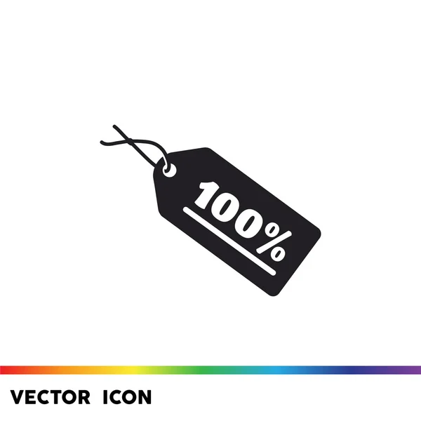 Hundred percent inscription on label — Stock Vector