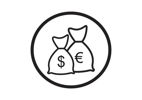 Kantong uang dengan simbol carrency - Stok Vektor