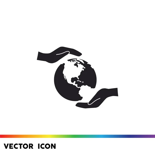 Världen i händerna web icon — Stock vektor