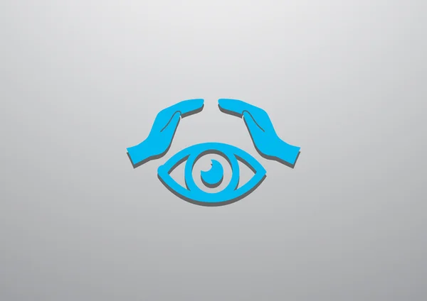 Ludzkie oko i ręce tkanina ikona — Wektor stockowy