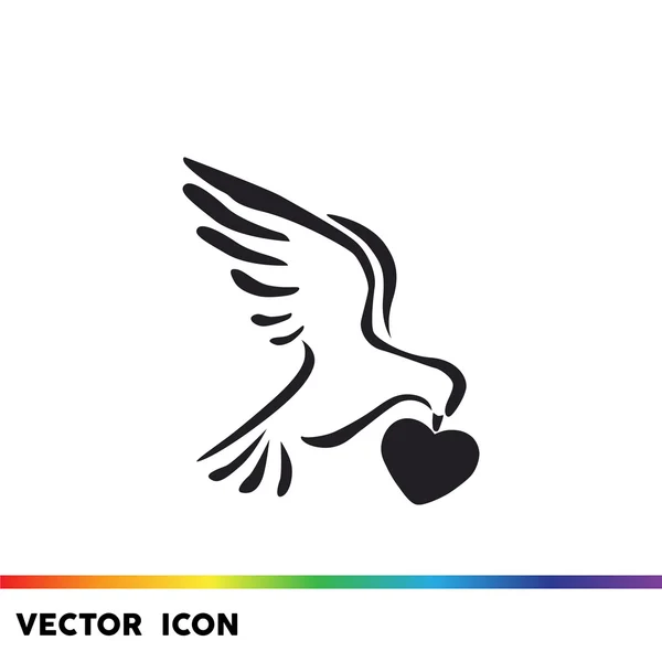 Paloma con corazón icono simple — Vector de stock