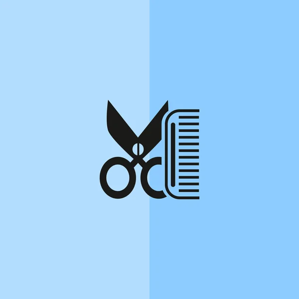 Comb and scissors simple icon — Stock Vector