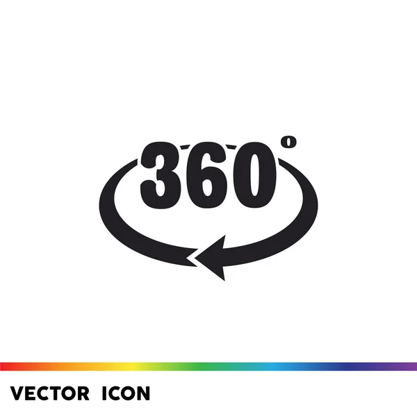 360 grados con icono de flecha redondeada — Archivo Imágenes Vectoriales