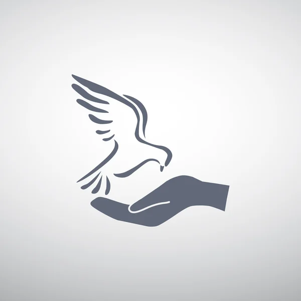 हाथ सरल प्रतीक के साथ कबूतर — स्टॉक वेक्टर