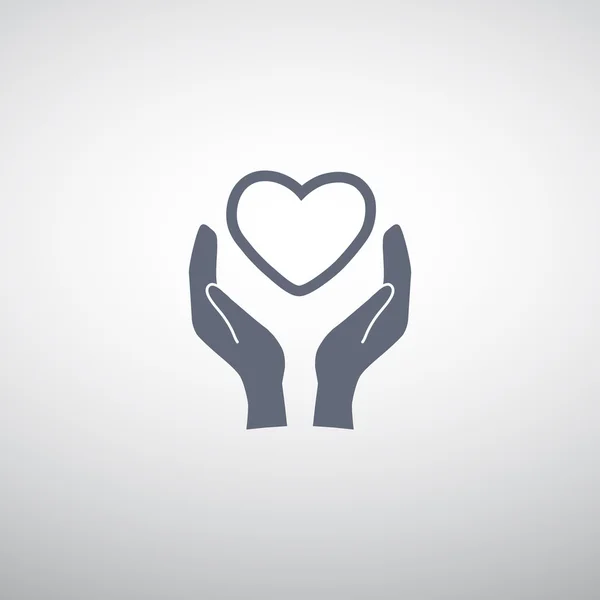 Heart in hands simple icon — Stock Vector