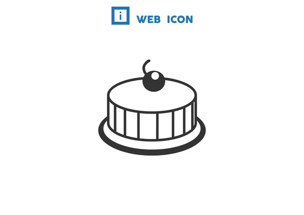 Tarta con icono web de cereza — Vector de stock