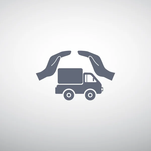 Eller basit web simgesi ile kamyon — Stok Vektör