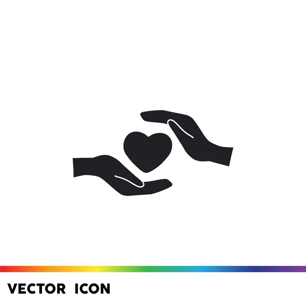 Corazón en las manos icono simple — Vector de stock