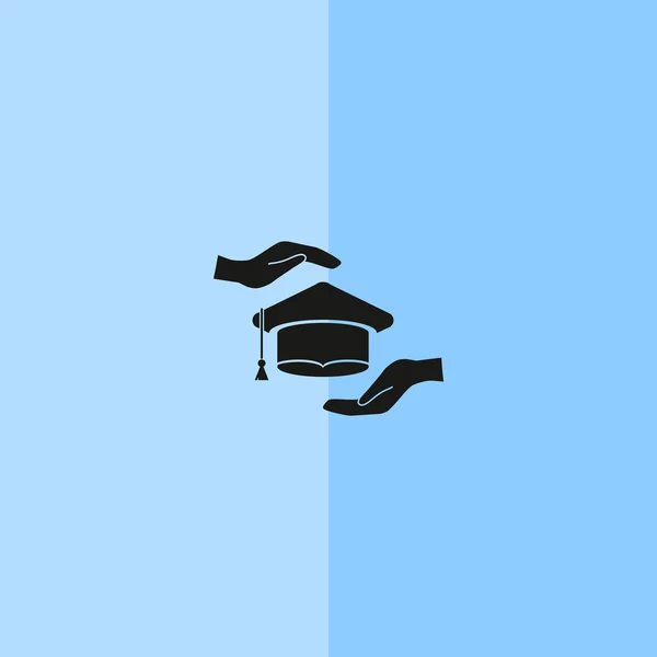 Academische hoed en handen web pictogram — Stockvector