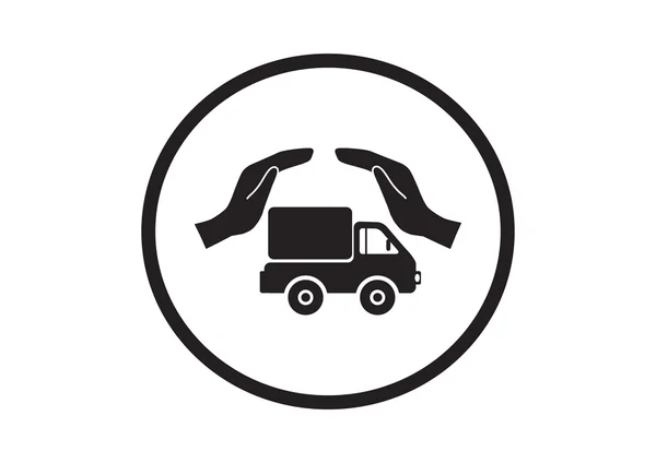 Truck with hands simple web icon — Stock Vector