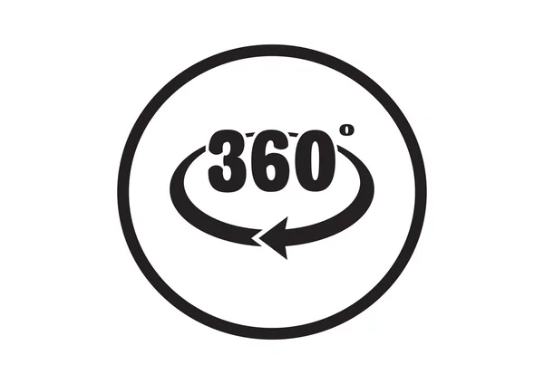 360 degreece with rounded arrow icon — Stock Vector