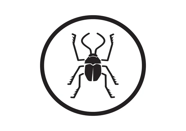 Bug symbol with outline beetle — Stock Vector