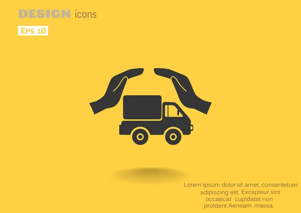 Truck with hands simple web icon — Stock Vector