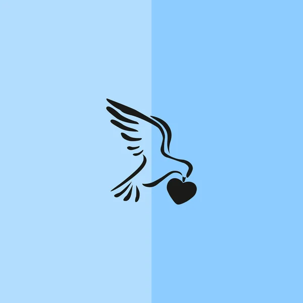 Голуб з простою іконою серця — стоковий вектор