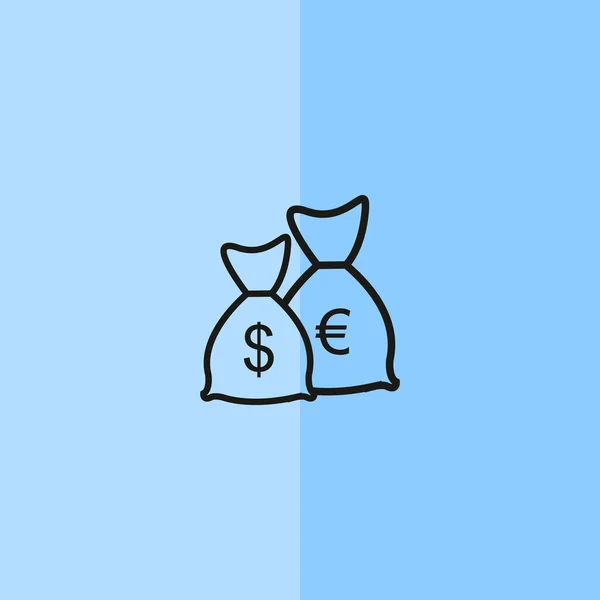 Sacs d'argent avec symboles de devise — Image vectorielle