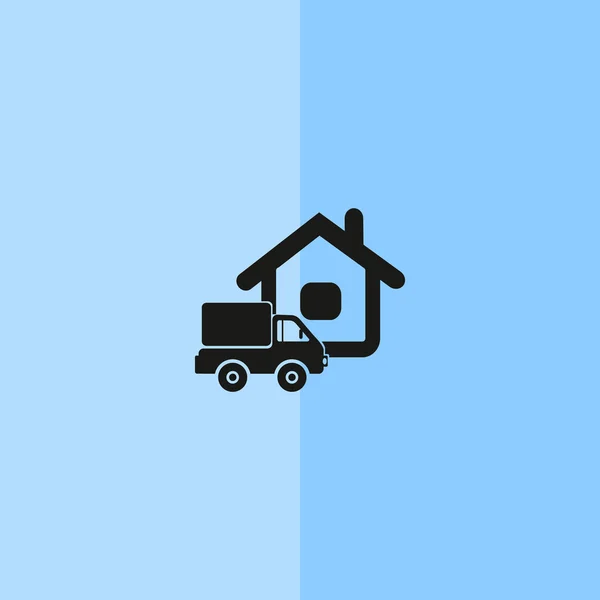 Вантажівка біля веб-іконки будинку — стоковий вектор