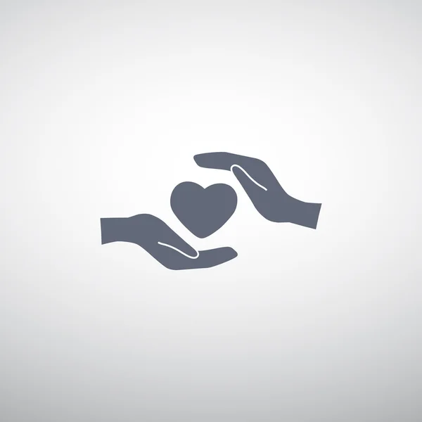 Hjärtat i händerna enkel ikon — Stock vektor