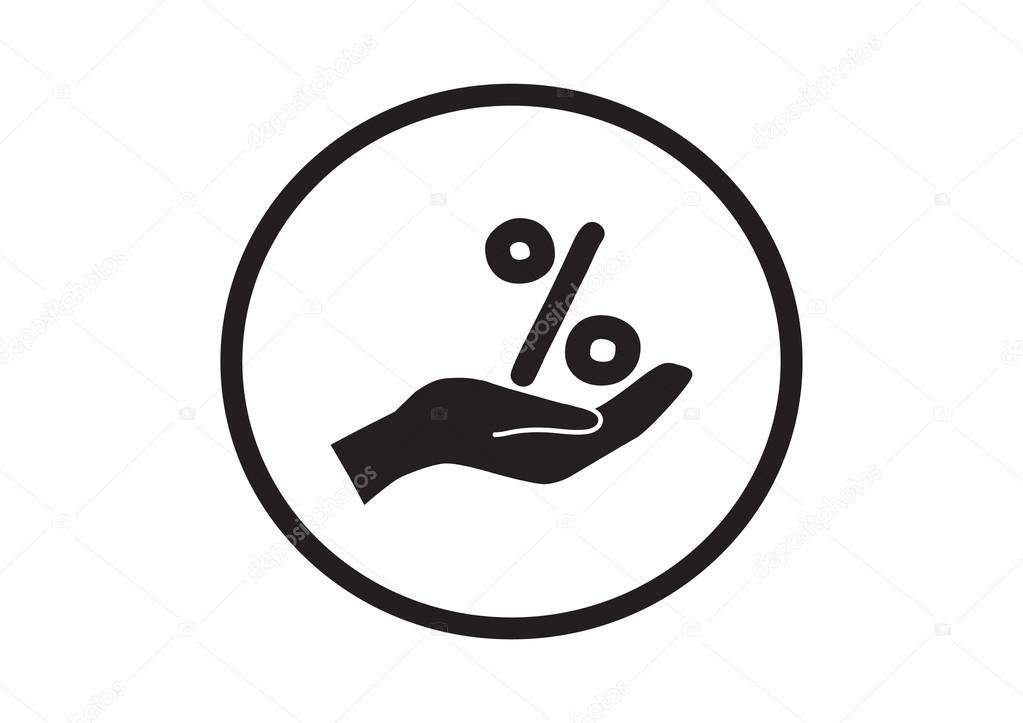 Percent sign on human hand