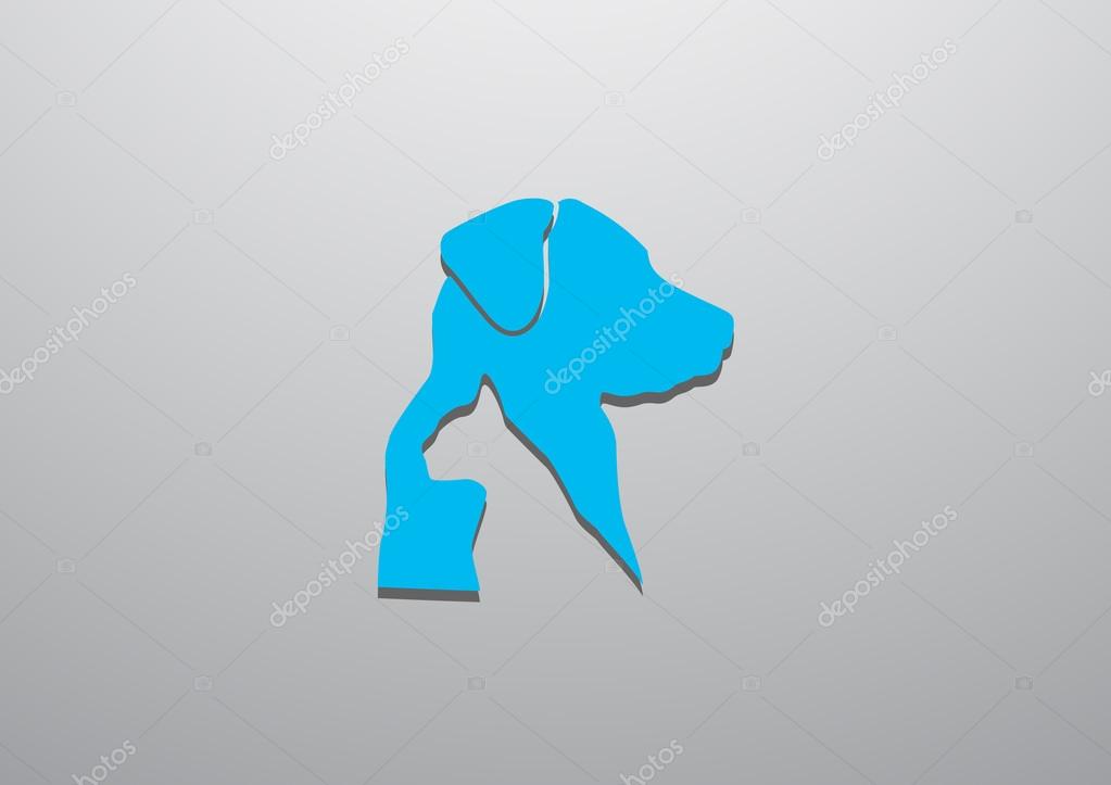 Sign with domestic pets silhouettes, veterinary logo concept