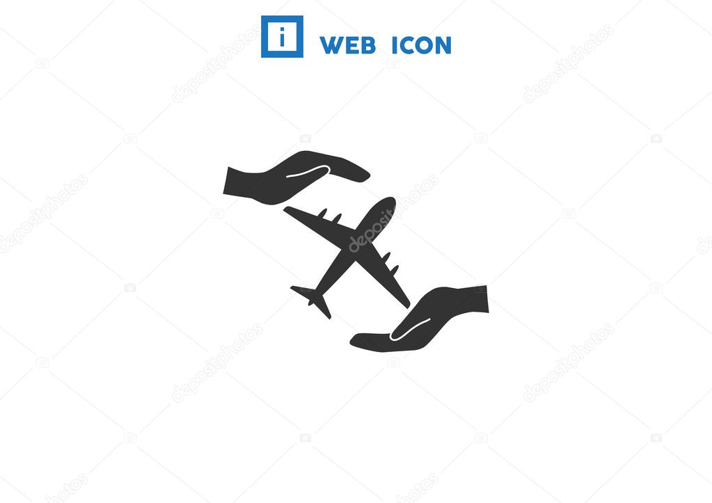 Plane in hands web icon