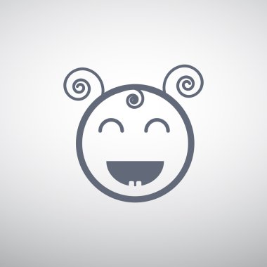 Doodle mutlu bir çocuk yüzü, anahat vektör çizim