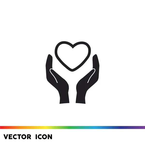 Corazón en las manos icono simple — Vector de stock