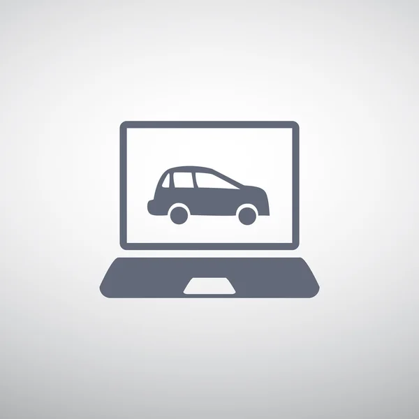 Laptop with car on screen icon — Stock Vector