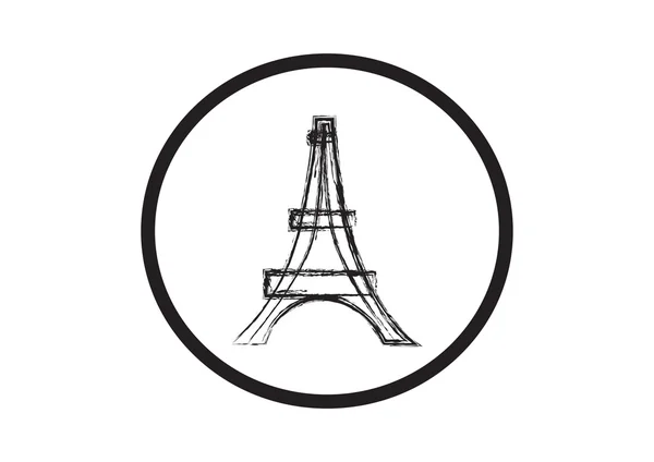 Eiffel tower skiss ikon — Stock vektor