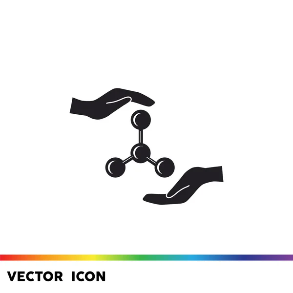 Molekulare Verbindung und Hände Web-Symbol — Stockvektor