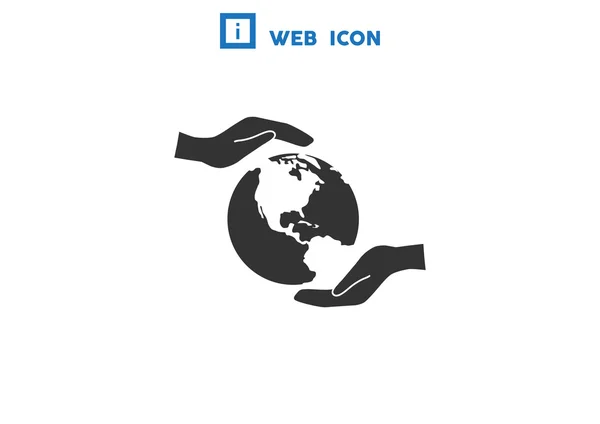 Wereld in handen web pictogram — Stockvector