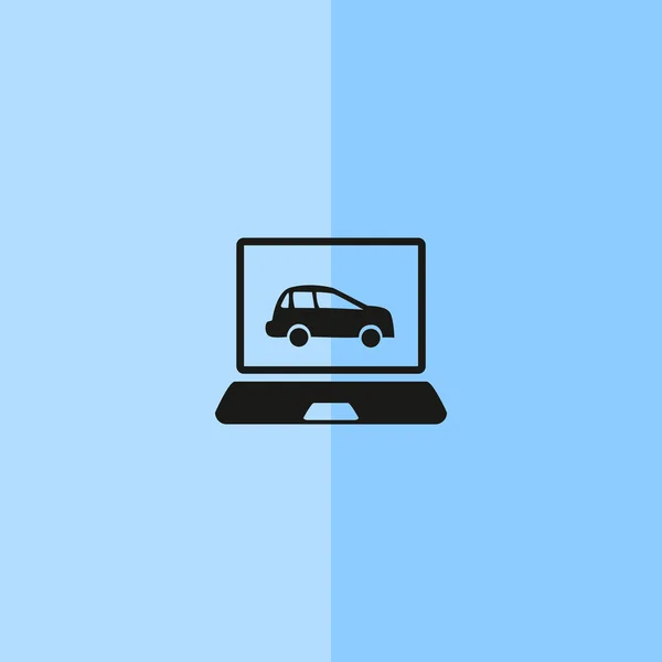 Přenosný počítač s autem na obrazovce ikonu — Stockový vektor