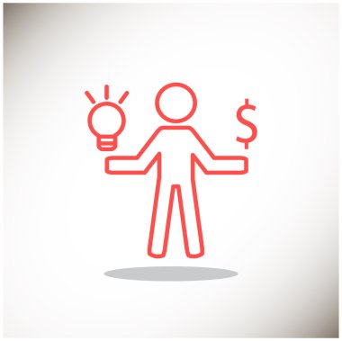 Işık ve dolar simgesi olan insan