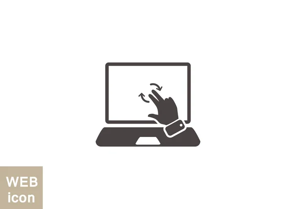 Touch screen sull'icona web del laptop — Vettoriale Stock