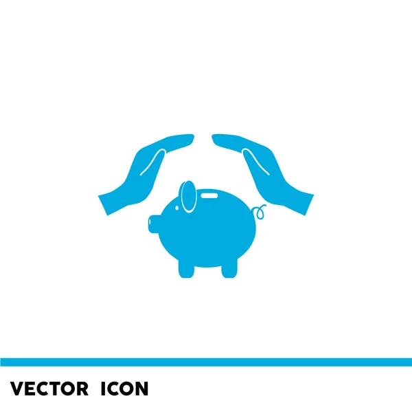Spargris med händerna ikon — Stock vektor