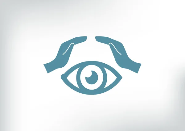 Ludzkie oko i ręce ikona — Wektor stockowy