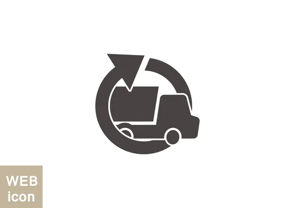 Camión simple con flecha redonda, concepto de entrega, ilustración de vectores — Vector de stock