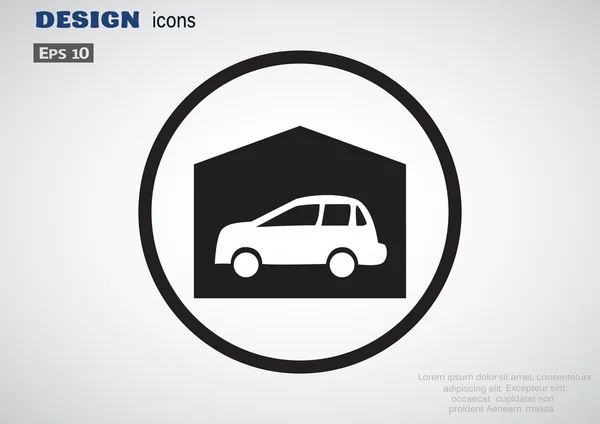 Garaje con coche icono simple — Vector de stock