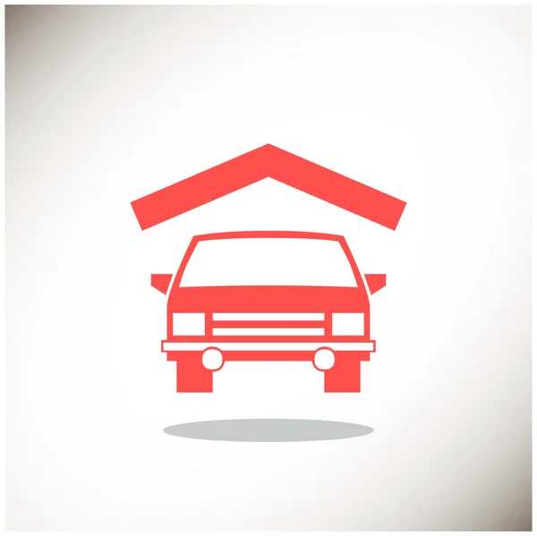 Car under roof simple icon — Stock Vector