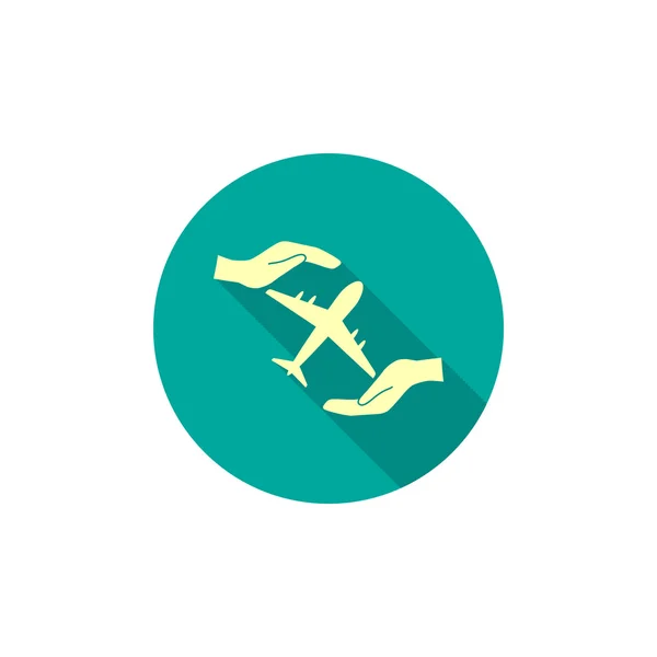 Vliegtuig in handen web pictogram — Stockvector