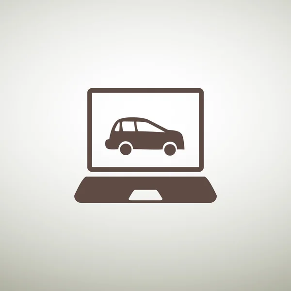 Laptop with car on screen icon — Stock Vector