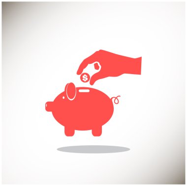 piggy banka para bırakarak el