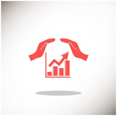 Eller simgesini içeren yükselen grafiği