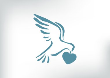 Güvercin ile kalp simgesi