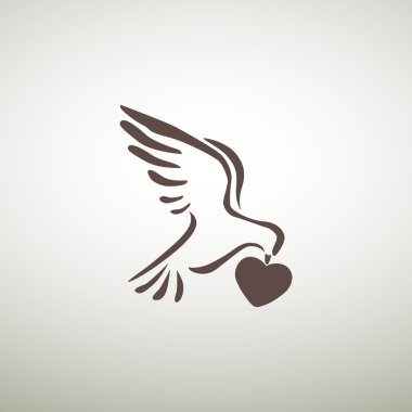 Güvercin ile kalp simgesi