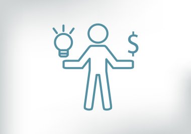 Işık ve dolar simgesi olan insan